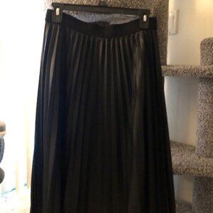 (New) Calvin Klein Faux Leather Midi Skirt with Swing